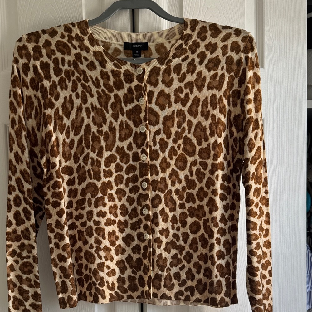 J. Crew Leopard Print Cardigan - Brown & Cream